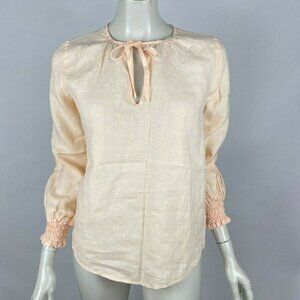 Anthropologie Cloth & Stone 100% Linen Blouse Top Tie Front Long Sleeve Women XS